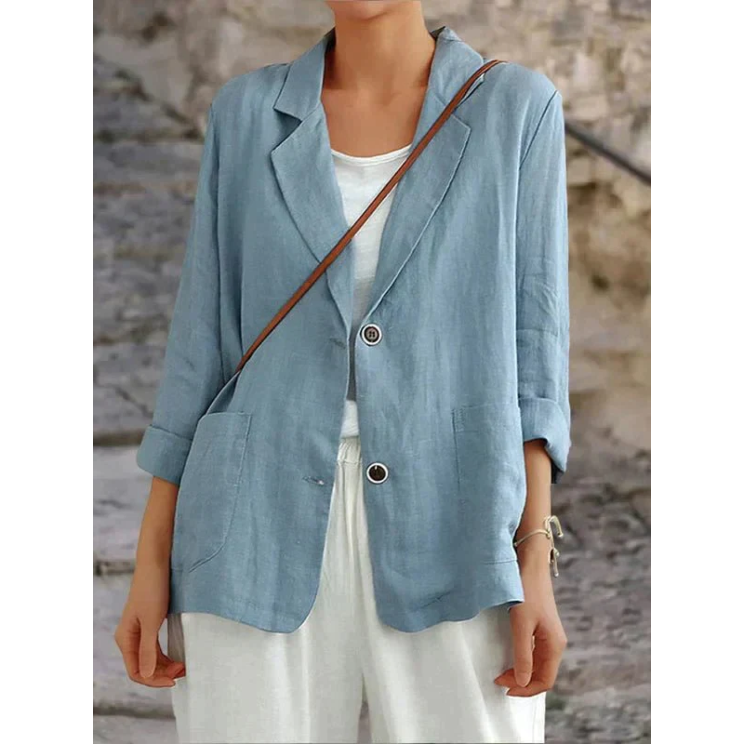 Women’s Linen Blazer – Lightweight Elegant Breathable Smart Casual Tailored Jacket