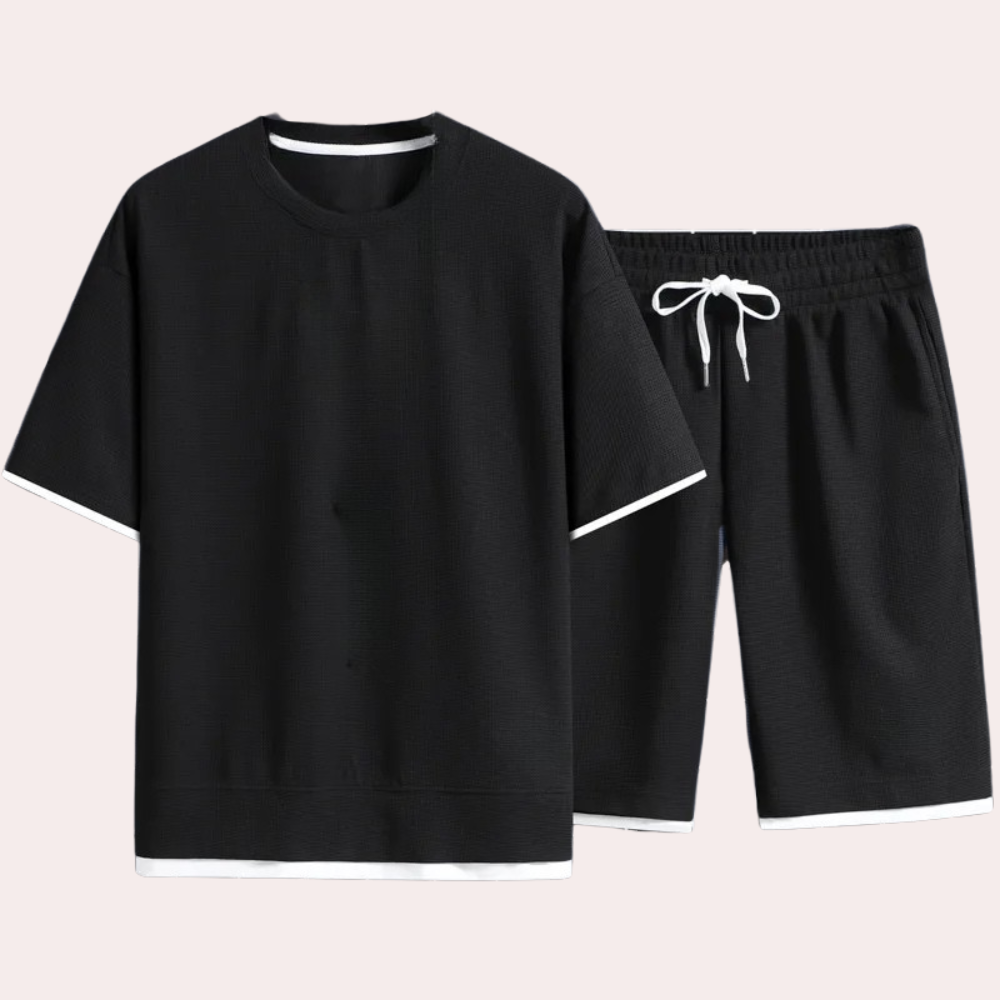 Men’s Two Piece Lounge Set Minimal T-Shirt and Shorts