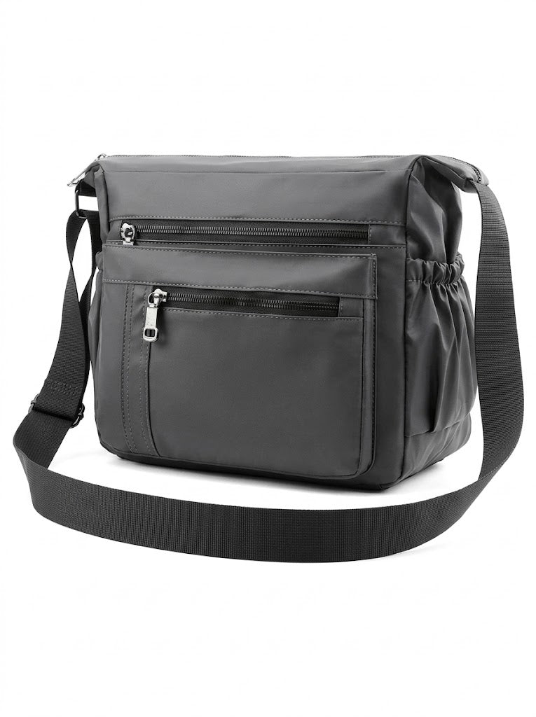 Herren-Umhängetasche aus Nylon mit mehreren Taschen - Geräumige Schulter-Messenger-Bag mit verstellbarem Riemen und Fächern mit Reißverschluss
