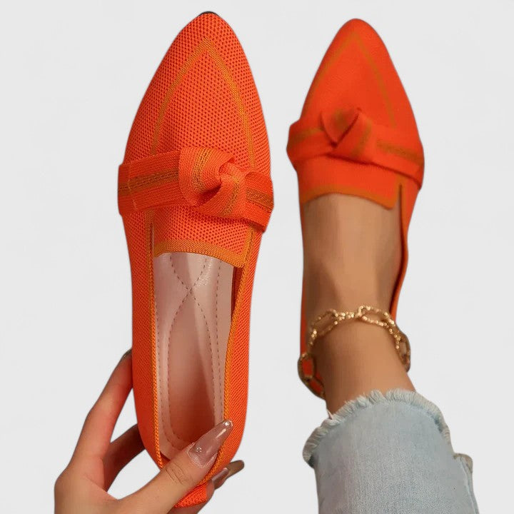 Damespidsede loafers med knudedetalje, afslappede flade sko
