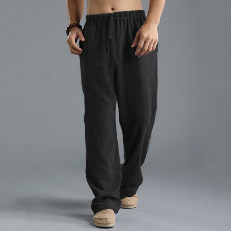 Herenbroek met relaxte pasvorm van linnen – Ademend, elastisch middel voor casual zomerkleding