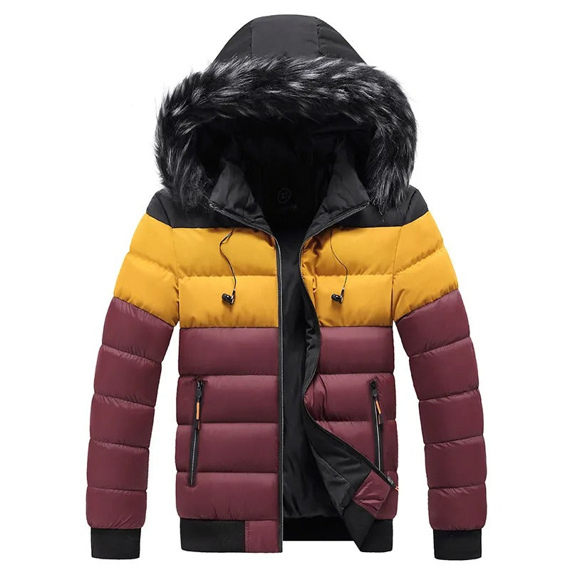 Doudoune thermique pour homme à capuche bordée de fourrure – Vêtement d’extérieur hivernal isolant pour une utilisation quotidienne et les activités en plein air par temps froid