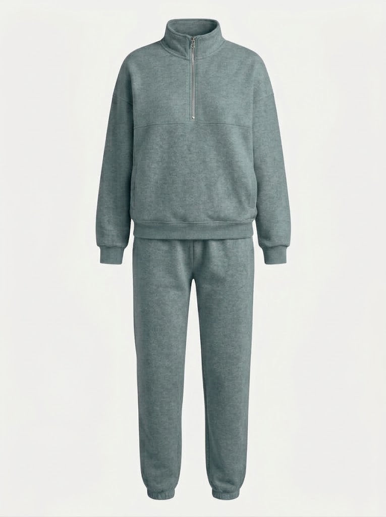 Ensemble sweat-shirt femme à demi-zip – Tenue décontractée avec pantalon jogger pour les voyages et le quotidien