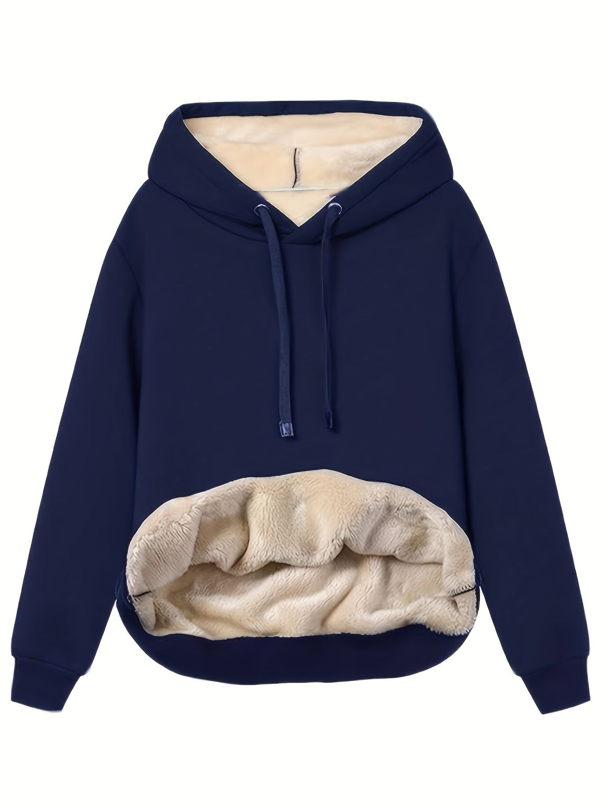 Women's Fleece Lined Pullover Hoodie with Relaxed Fit – Warm Plush Sweatshirt for Autumn and Winter