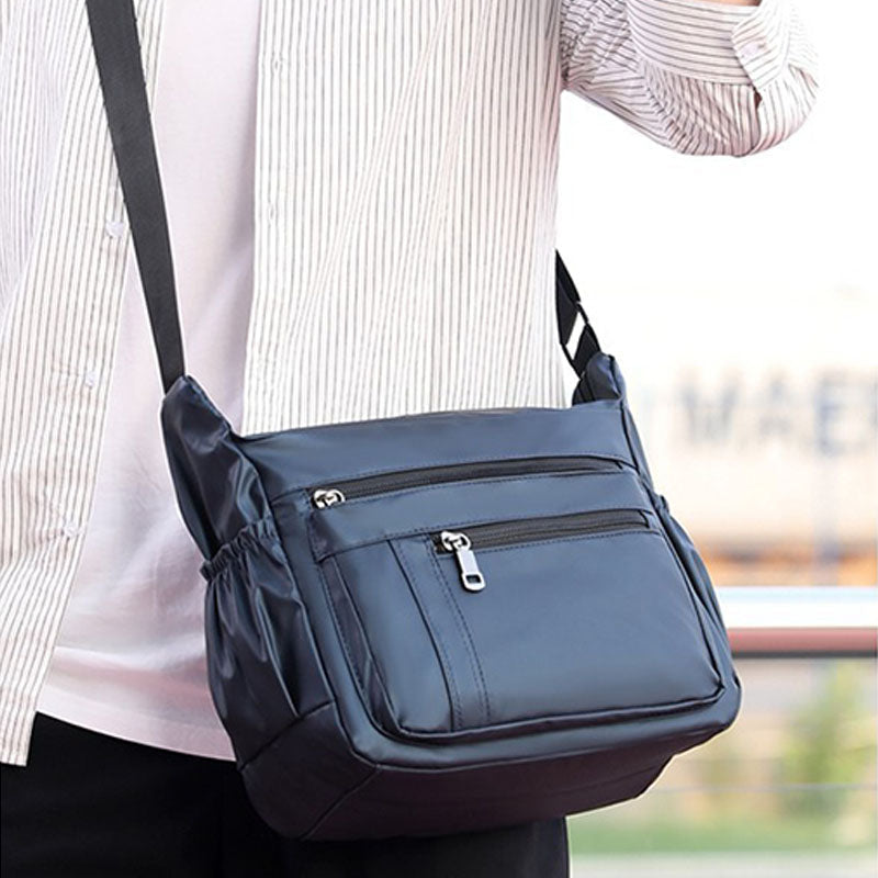 Herren-Umhängetasche aus Nylon mit mehreren Taschen - Geräumige Schulter-Messenger-Bag mit verstellbarem Riemen und Fächern mit Reißverschluss