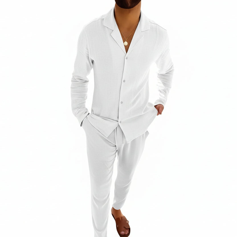 Set bărbați stilat două piese, ținută de vară ușoară, confortabilă, casual, coordonată