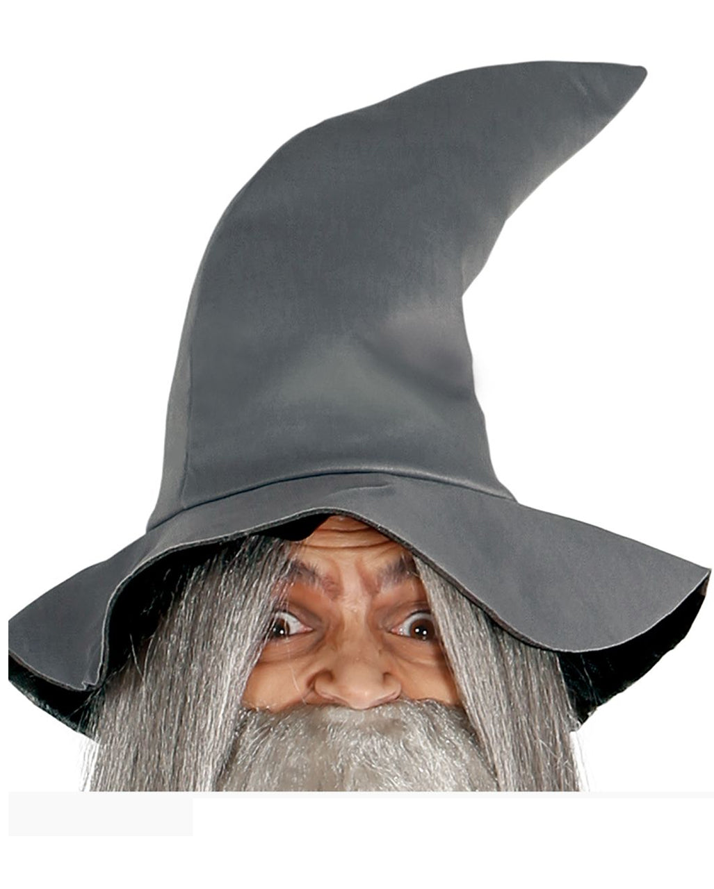 Pánský šedý kostým čaroděje na Halloween s pláštěm, kloboukem a šňůrou