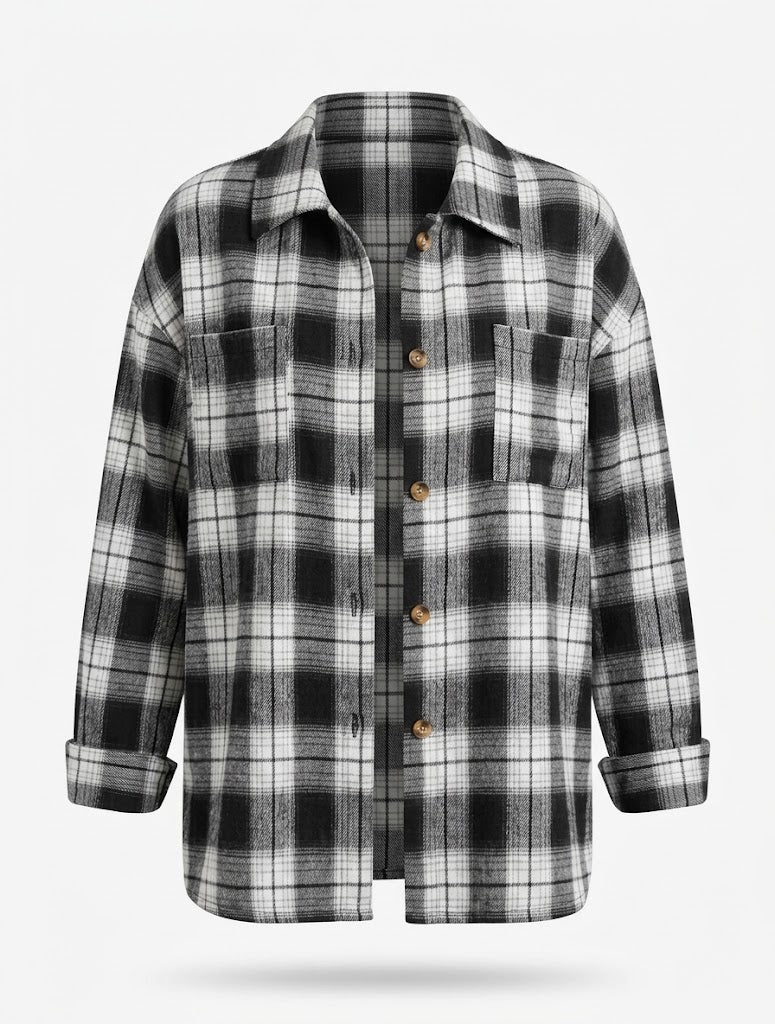 Oversized skjorte med print til kvinder – afslappet stil med knapper foran til lag-på-lag-look i hverdagen
