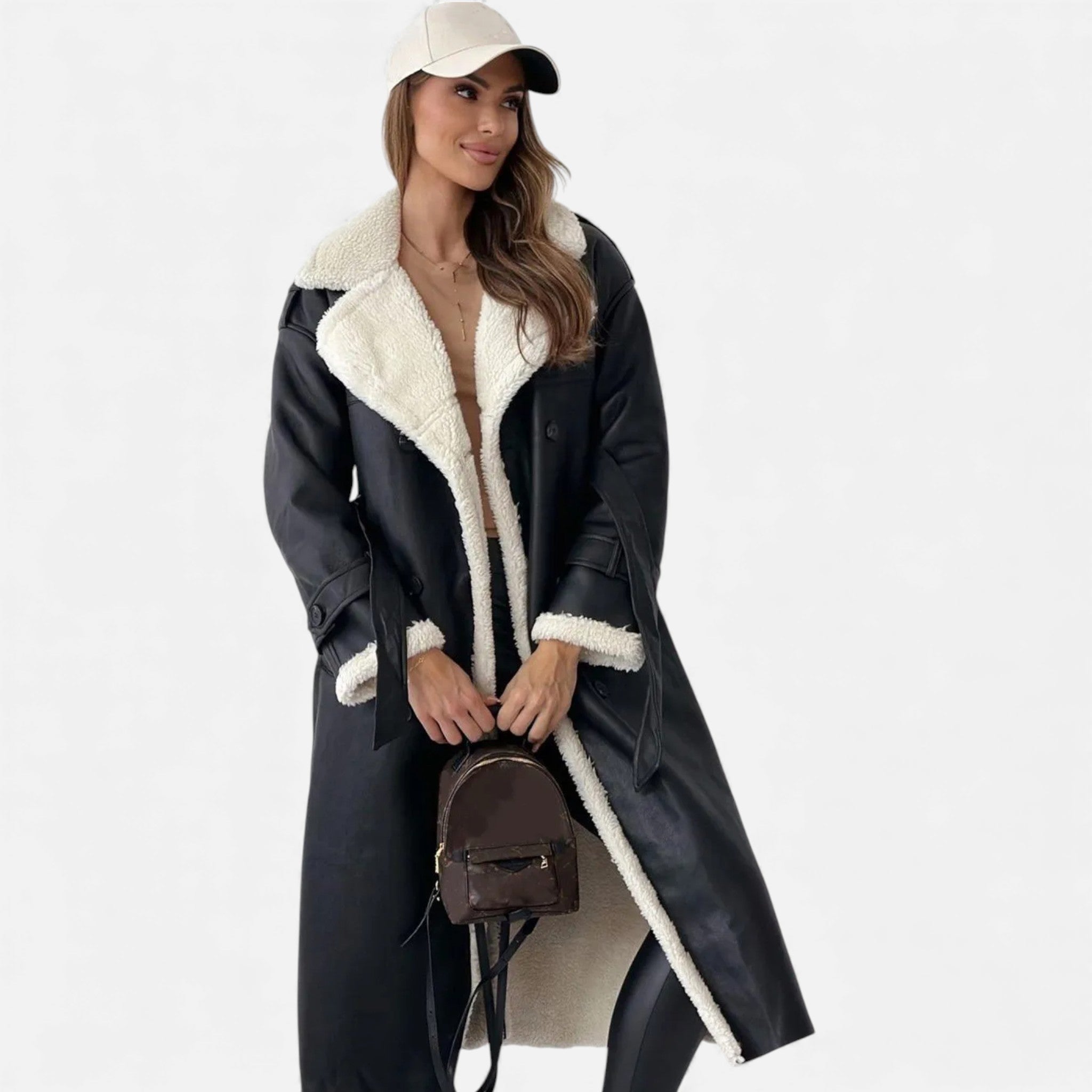 Valmonti | Women’s Belted Wool Trench Coat – Classic Mid-Length Coat