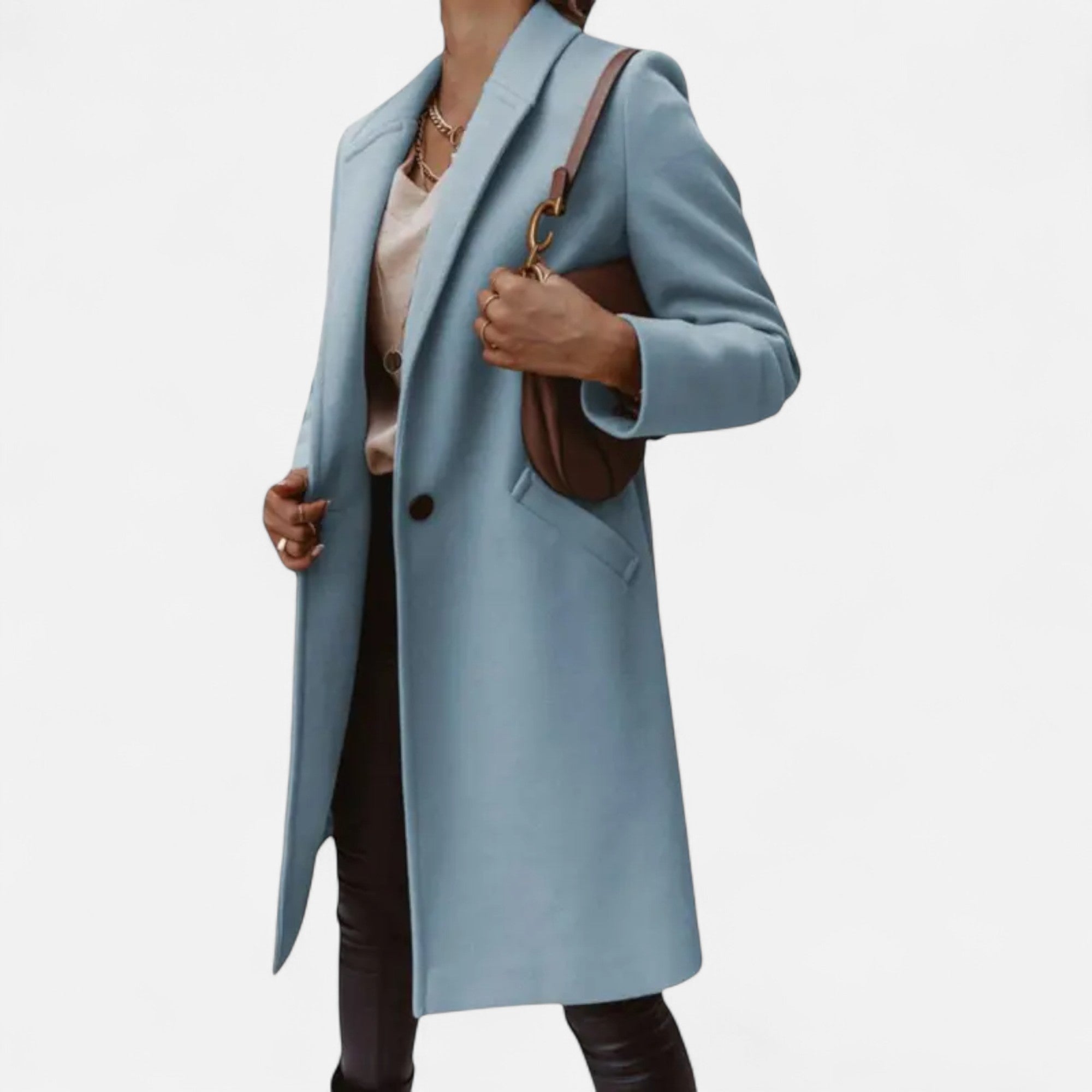 Valmonti | Women’s Classic Coat – Mid‑Length Solid‑Lapels Luxury