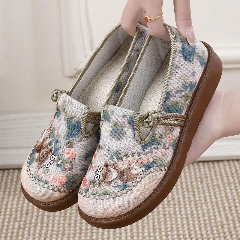 Dames slip-on-mokkasiner med print – komfortable flade sko til arbejde og weekender