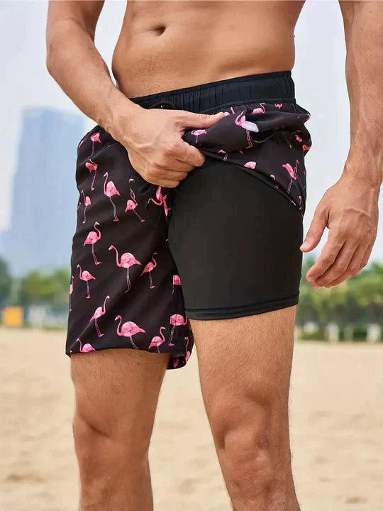 Bañadores para hombre con cordón y estampado, pantalones cortos de playa para ocio