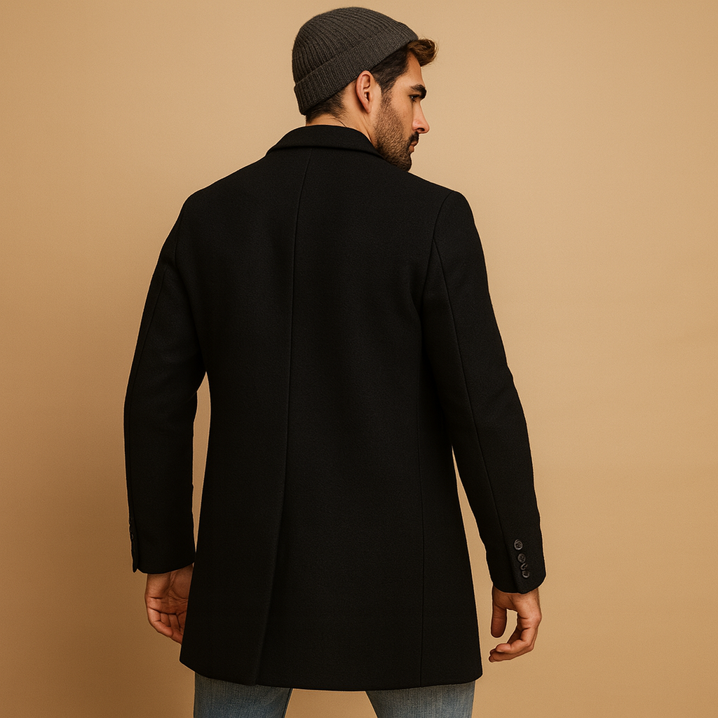 Formeller Wintermantel für Herren – Locker geschnittene, wärmende, lange und maßgeschneiderte Oberbekleidung für Business, Büro, elegante Freizeitkleidung und den Alltag im Herbst und Winter