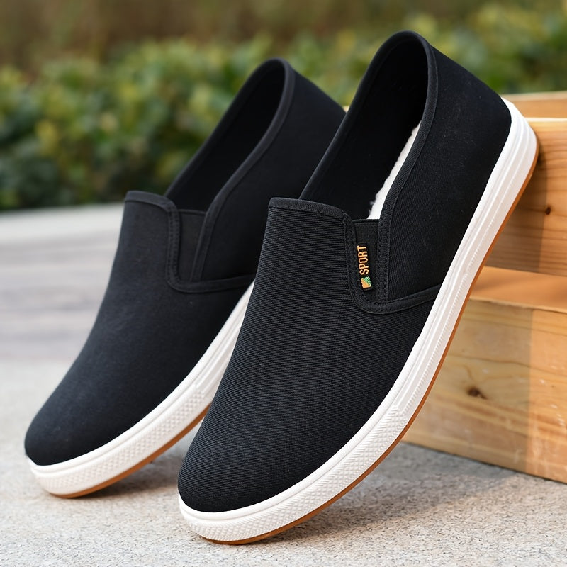 Men’s Canvas Slip On Loafers With Elastic Side Panels