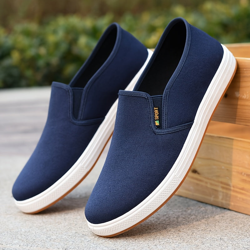 Men’s Canvas Slip On Loafers With Elastic Side Panels