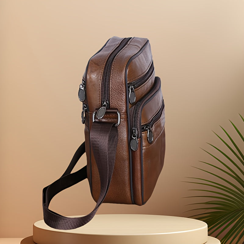Borsa a tracolla da uomo con molte tasche e finitura testurizzata