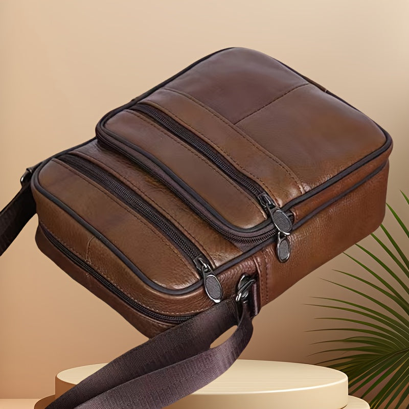 Borsa a tracolla da uomo con molte tasche e finitura testurizzata