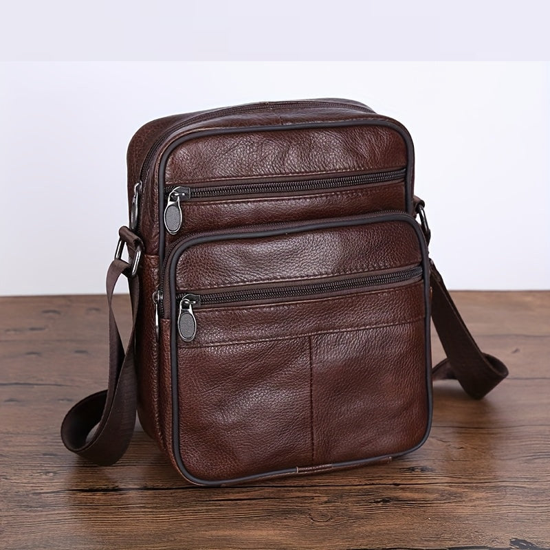 Borsa a tracolla da uomo con molte tasche e finitura testurizzata