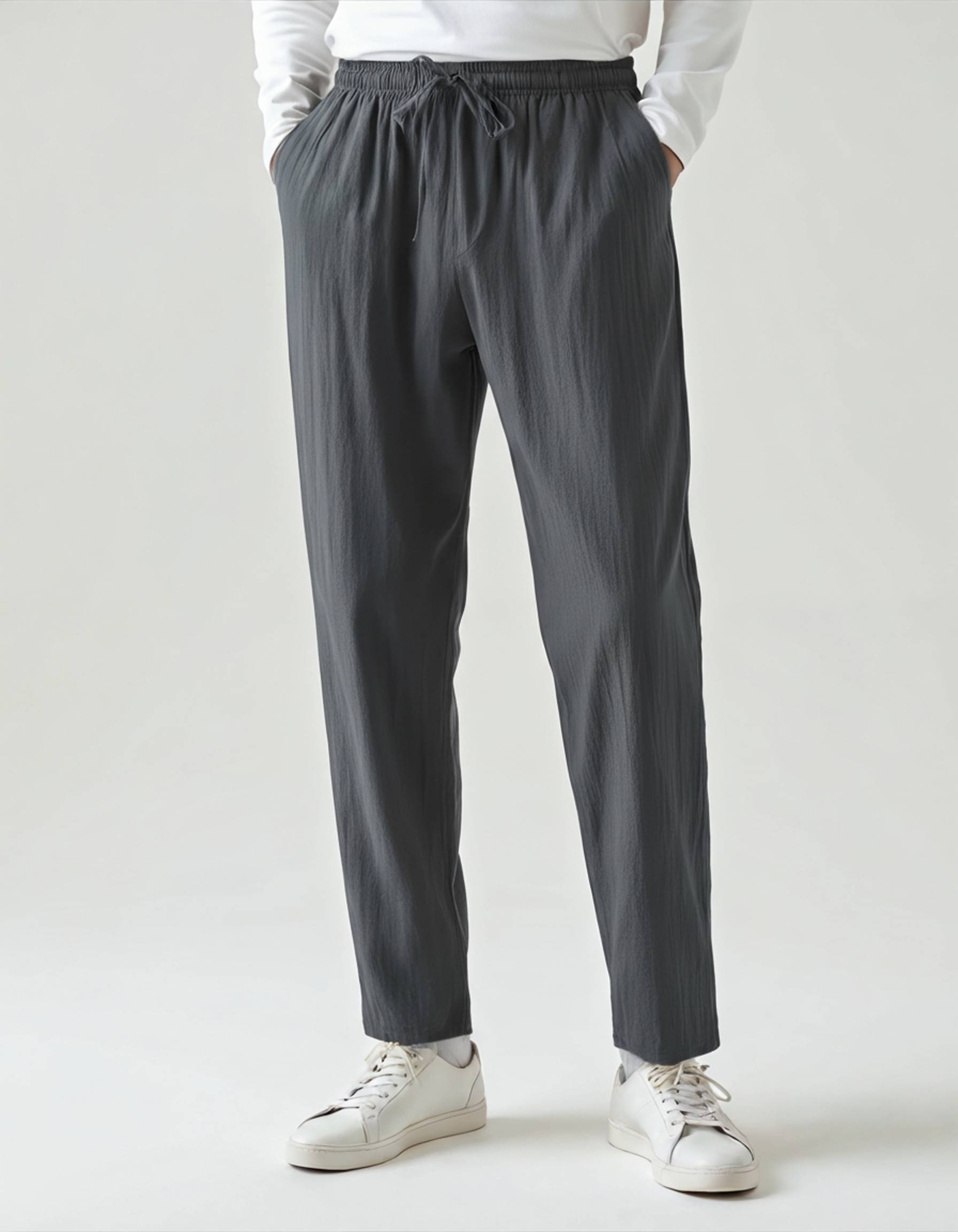Pantalones de lino para hombre con cordón, estilo relajado, pantalones cómodos para el día a día