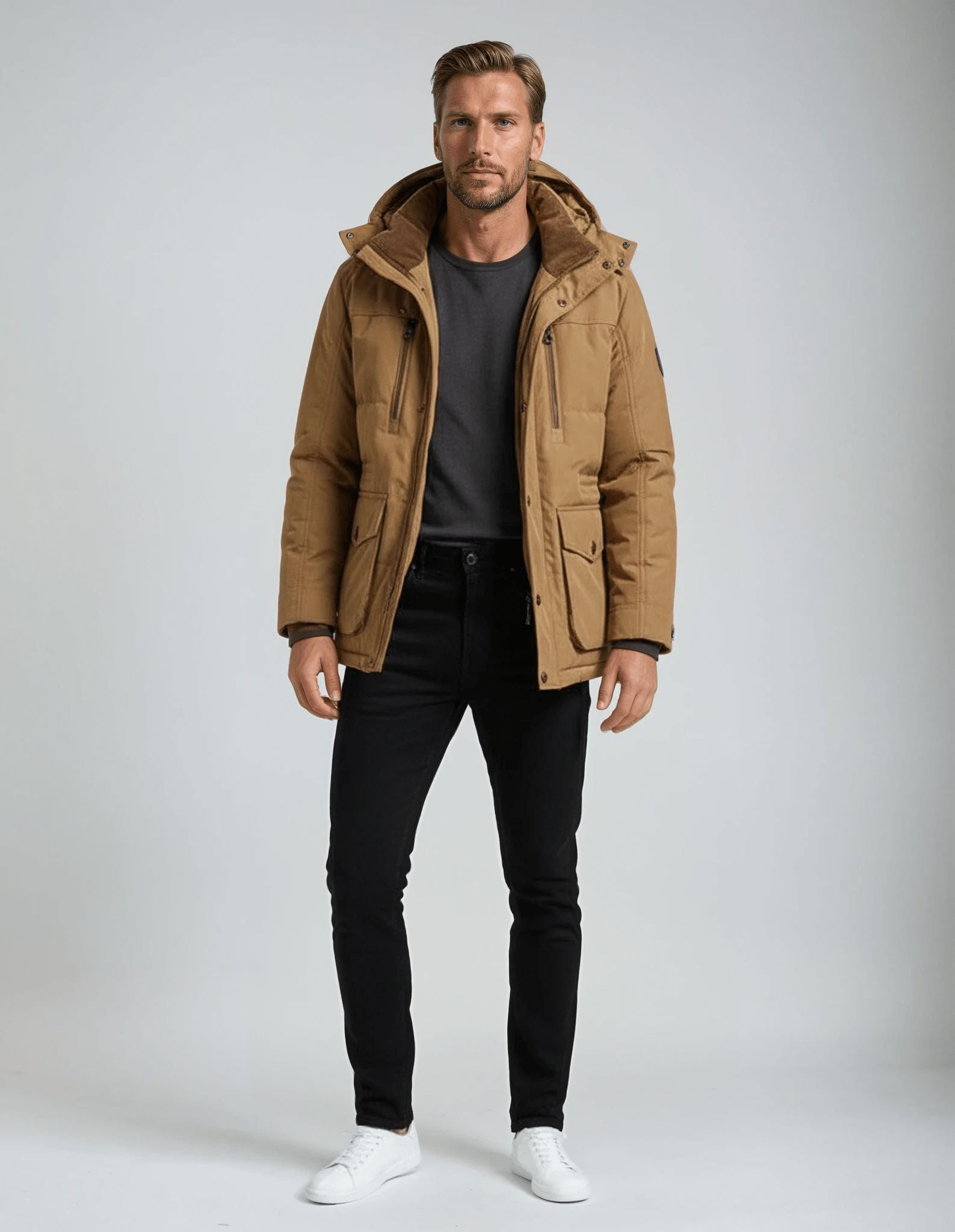 Men’s Hooded Winter Jacket – Insulated Cold Weather Coat for Outdoor and City Wear