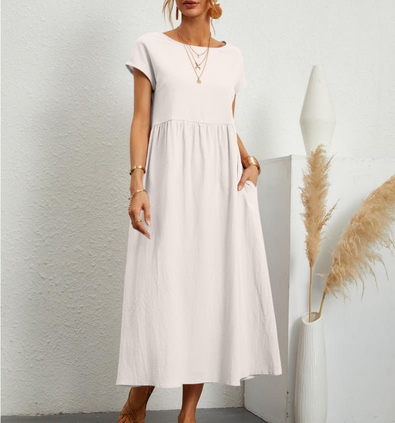 Vestido Maxi de Verano para Mujer – Ligero, Transpirable, Cómodo, Elegante, Casual, para Vacaciones y Uso Diario
