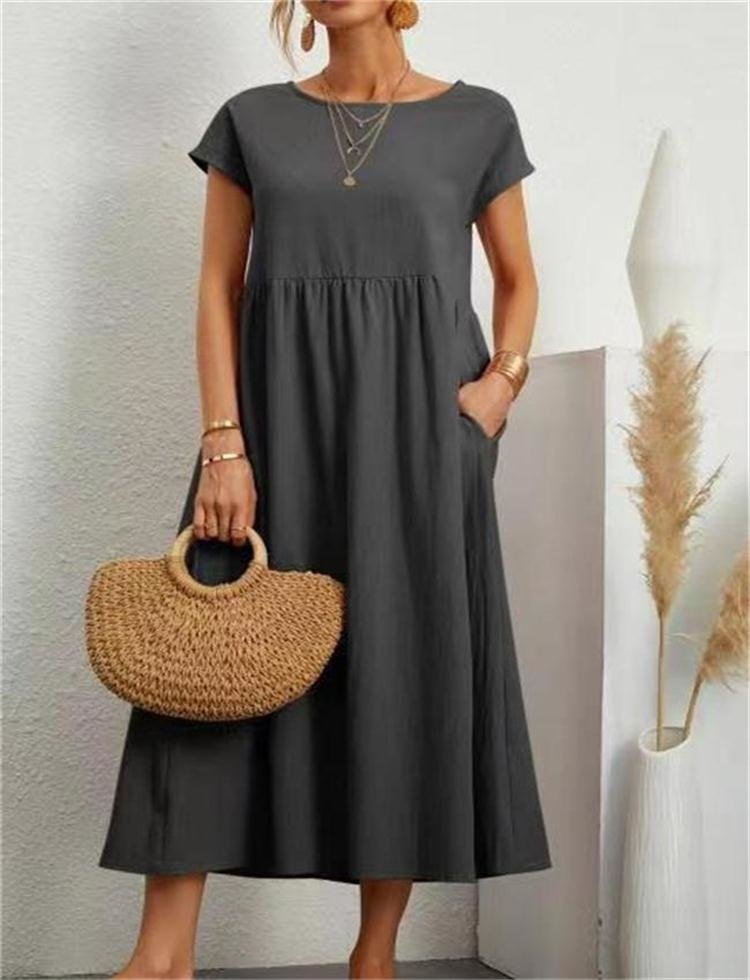 Vestido Maxi de Verano para Mujer – Ligero, Transpirable, Cómodo, Elegante, Casual, para Vacaciones y Uso Diario