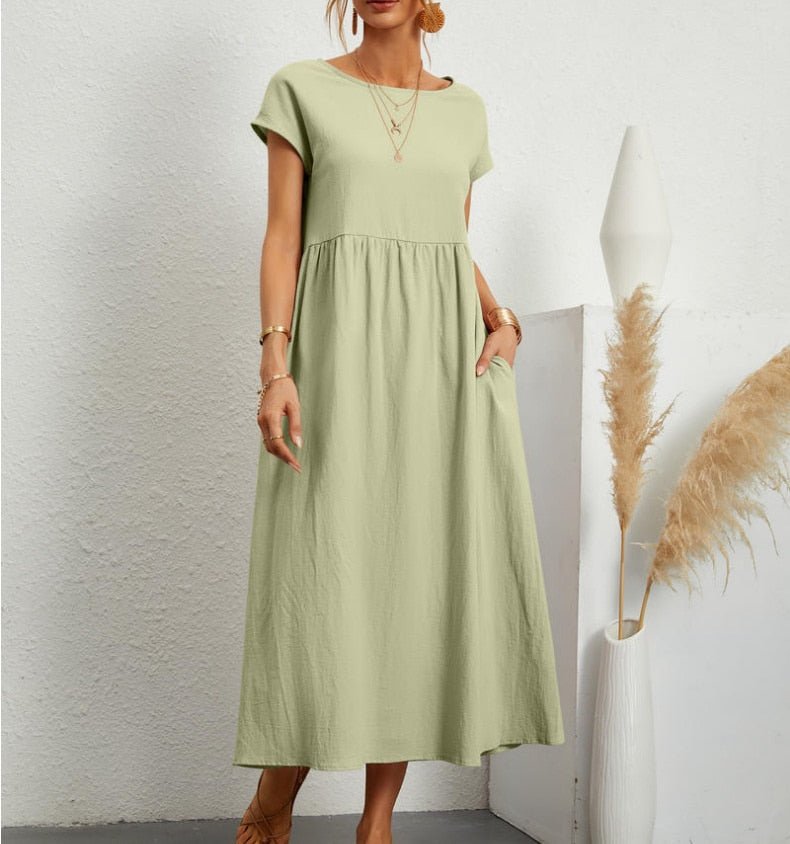 Vestido Maxi de Verano para Mujer – Ligero, Transpirable, Cómodo, Elegante, Casual, para Vacaciones y Uso Diario