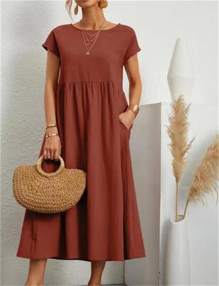 Vestido Maxi de Verano para Mujer – Ligero, Transpirable, Cómodo, Elegante, Casual, para Vacaciones y Uso Diario