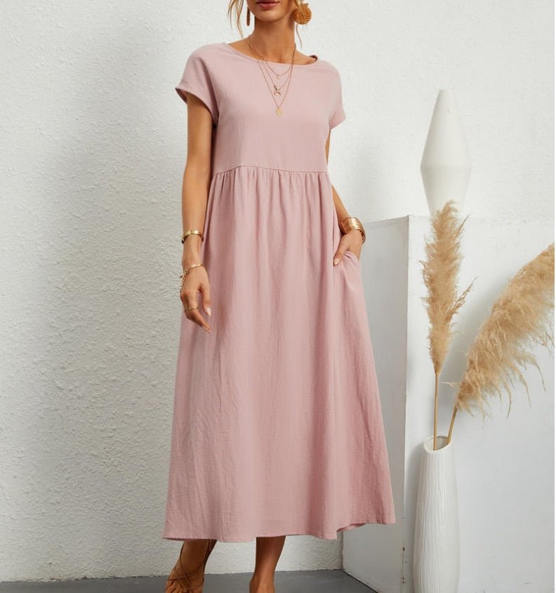 Vestido Maxi de Verano para Mujer – Ligero, Transpirable, Cómodo, Elegante, Casual, para Vacaciones y Uso Diario