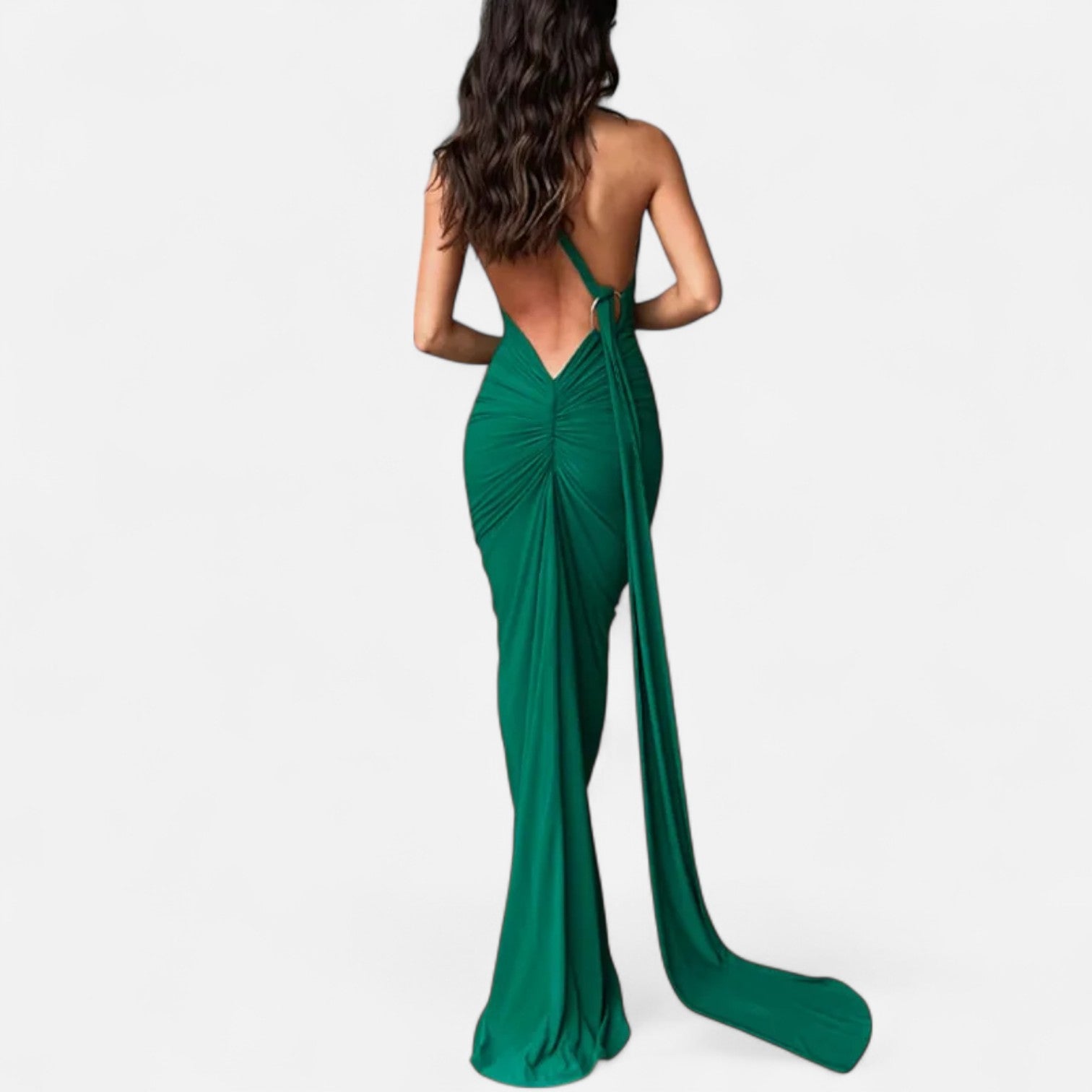 Elegant maxi-kjole til kvinder med én skulder og halterneck – figursyet kjole til aftenarrangementer