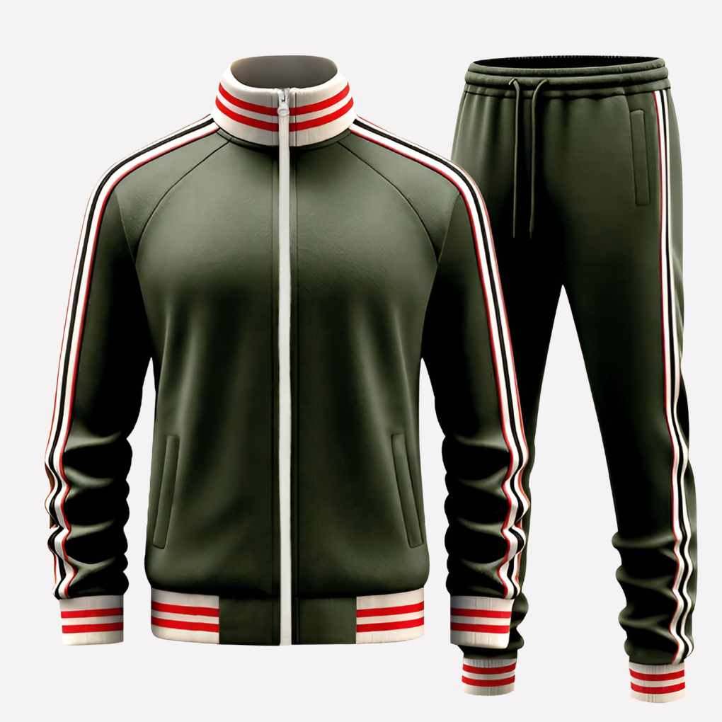 Chaqueta con cremallera para hombre, conjunto deportivo con detalle de rayas
