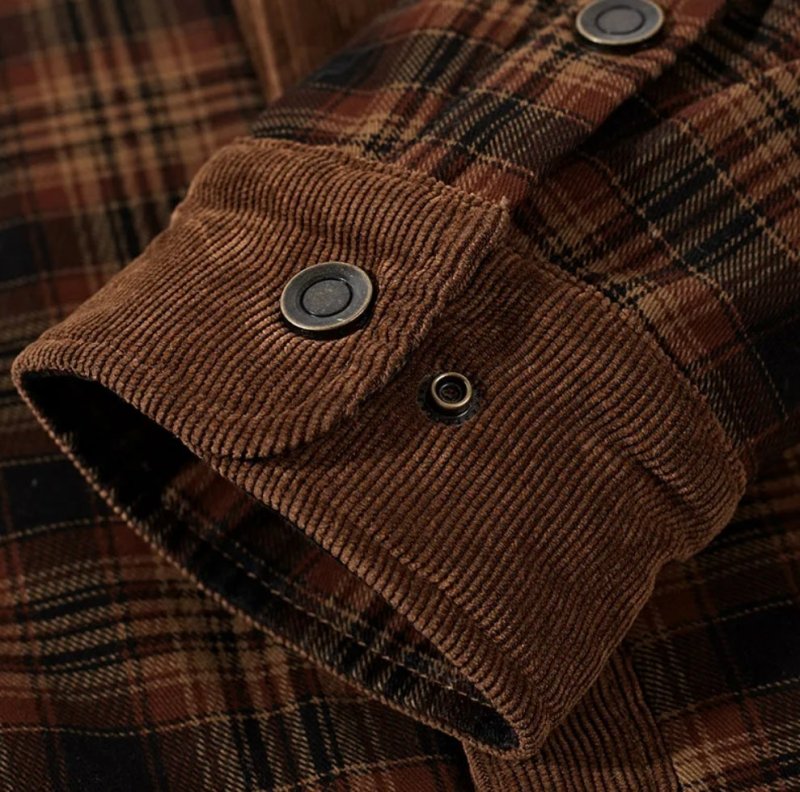 Chaqueta de campo estampada para hombre – Prenda exterior de mezcla de algodón con forro de borreguito y cuello alto