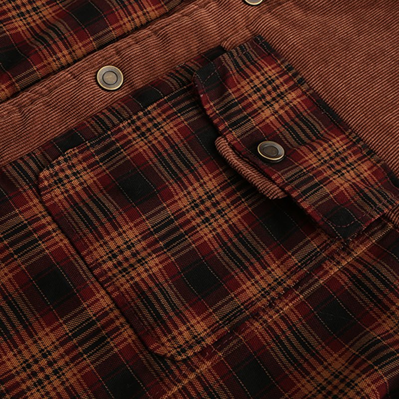 Chaqueta de campo estampada para hombre – Prenda exterior de mezcla de algodón con forro de borreguito y cuello alto
