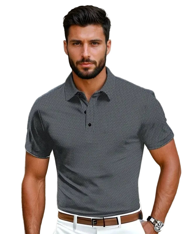 Polo da uomo a maniche corte - Top leggero testurizzato per l'uso quotidiano casual e il golf