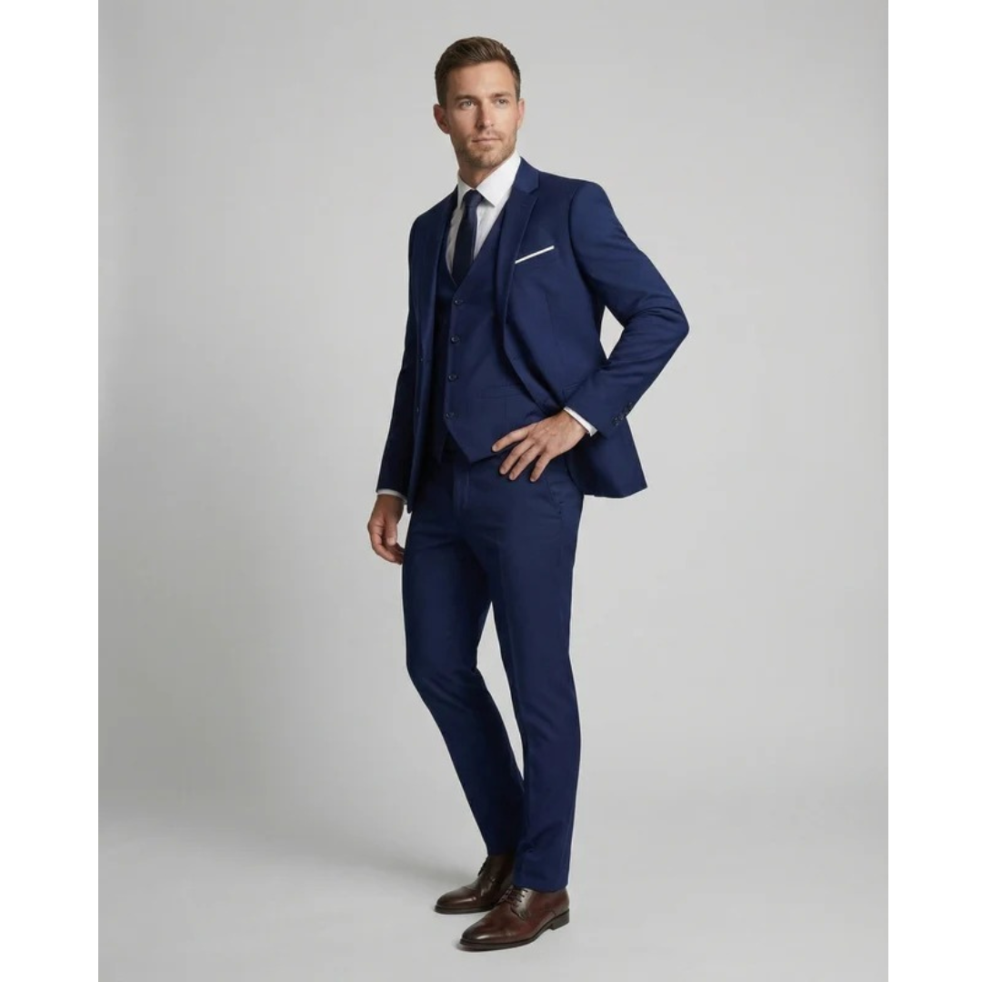 Traje sastre de tres piezas para hombre: vestimenta formal clásica para bodas, negocios y eventos nocturnos