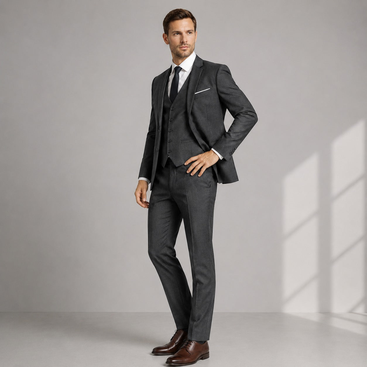 Traje sastre de tres piezas para hombre: vestimenta formal clásica para bodas, negocios y eventos nocturnos