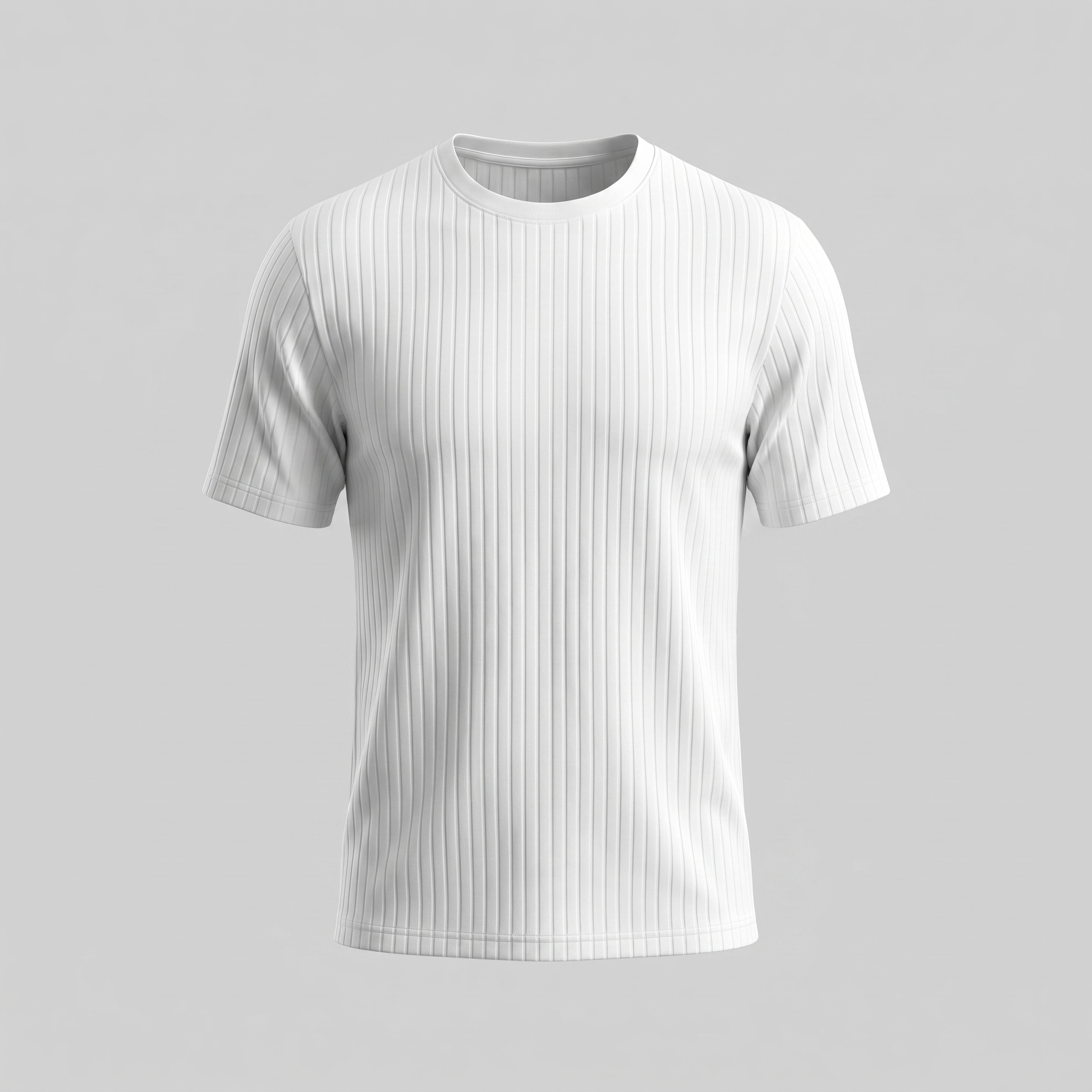 T-shirt da uomo a coste con scollo rotondo, vestibilità slim