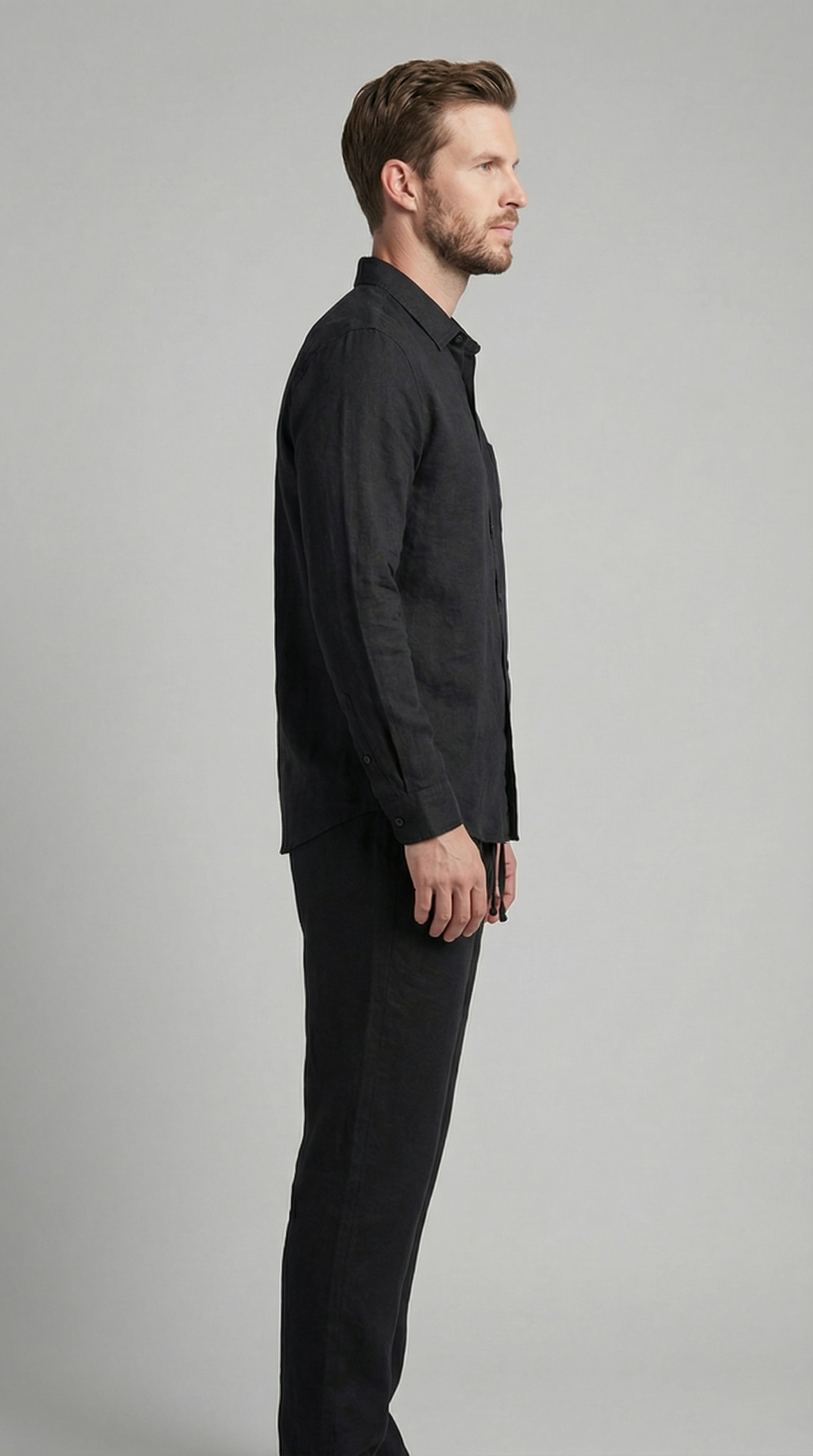 Conjunto de lino para hombre Camisa y pantalones relajados