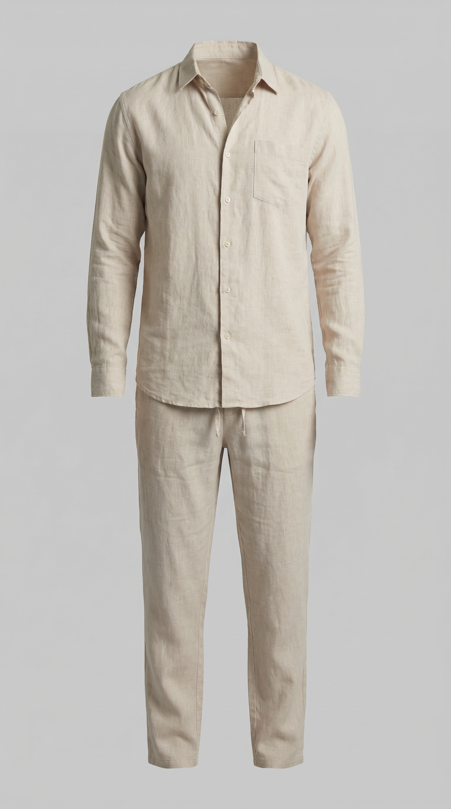 Conjunto de lino para hombre Camisa y pantalones relajados