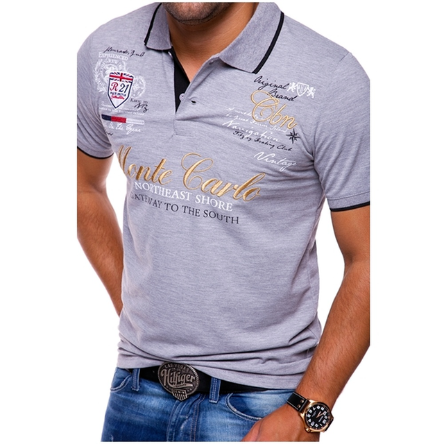 Men’s Printed Contrast Trim Casual Short Sleeve Polo