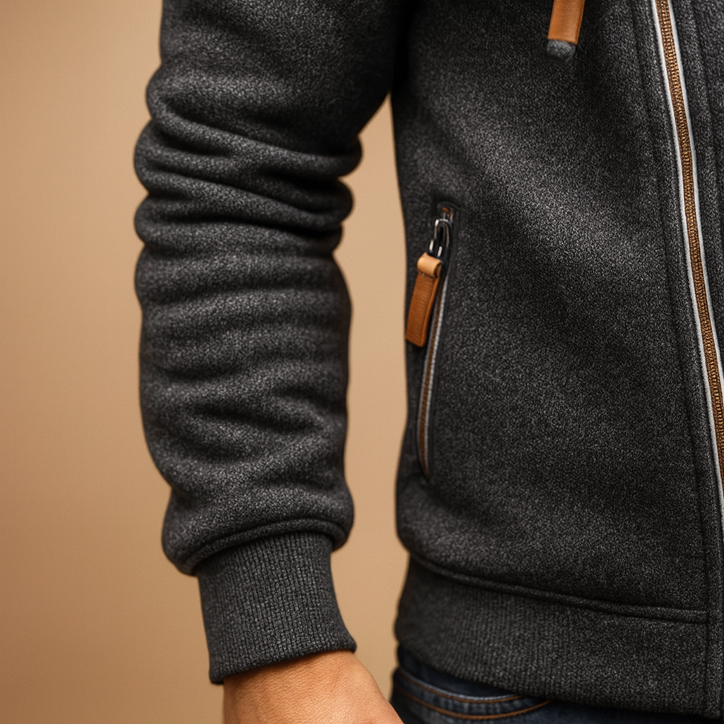 Men’s Hooded Zip-Up Sweatshirt – Warm Multi-Pocket Asymmetric-Zip Layer for Casual Everyday Weekend Travel and Autumn Winter Wear
