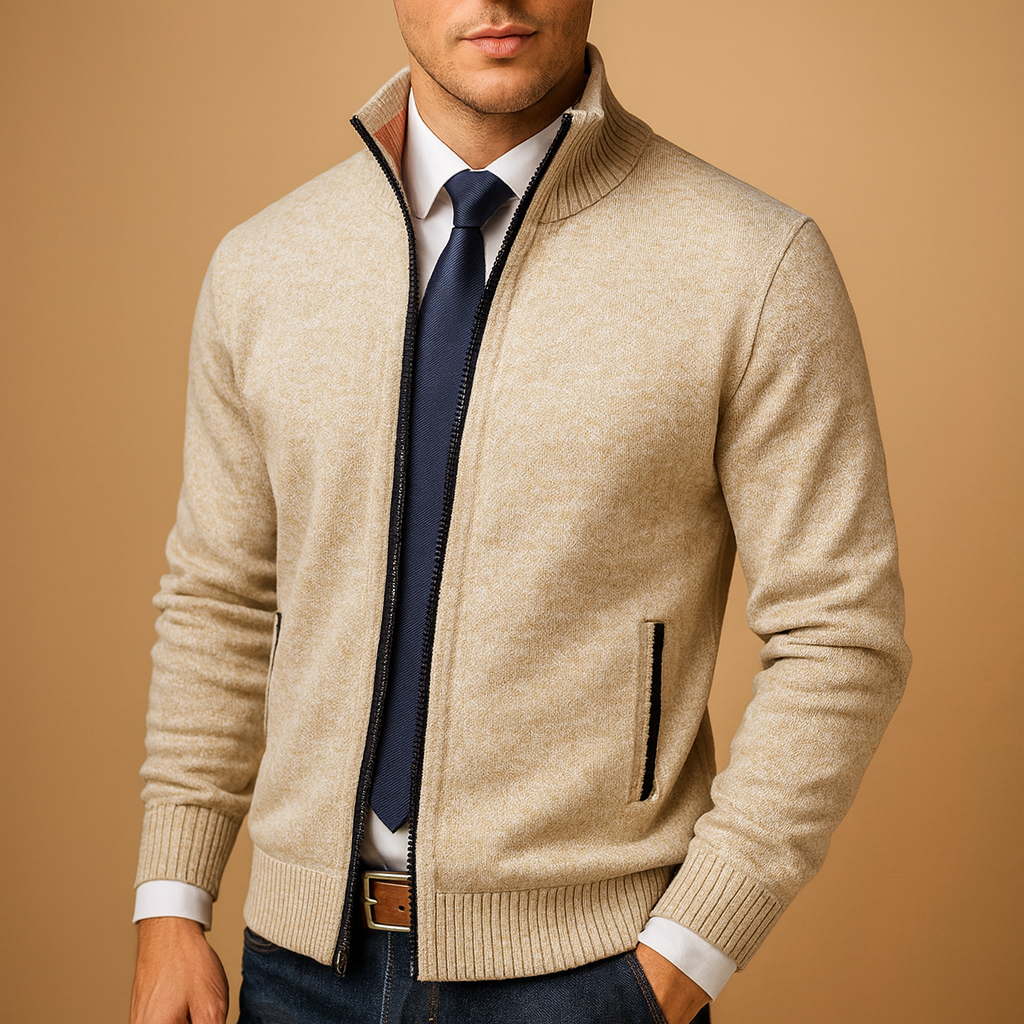 Cardigan Uomo Classico con Zip – Giacca a Maglia Senza Tempo per Look Smart Casual