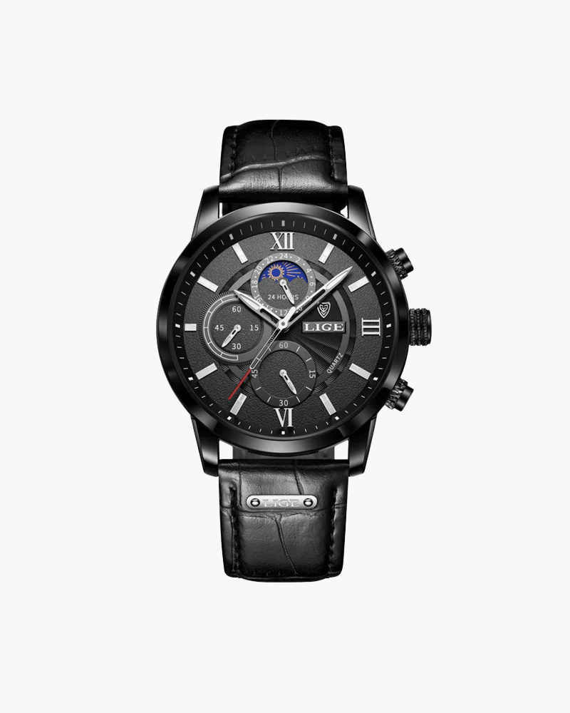 Orologio classico impermeabile da uomo con quadrante romano e cinturino in pelle