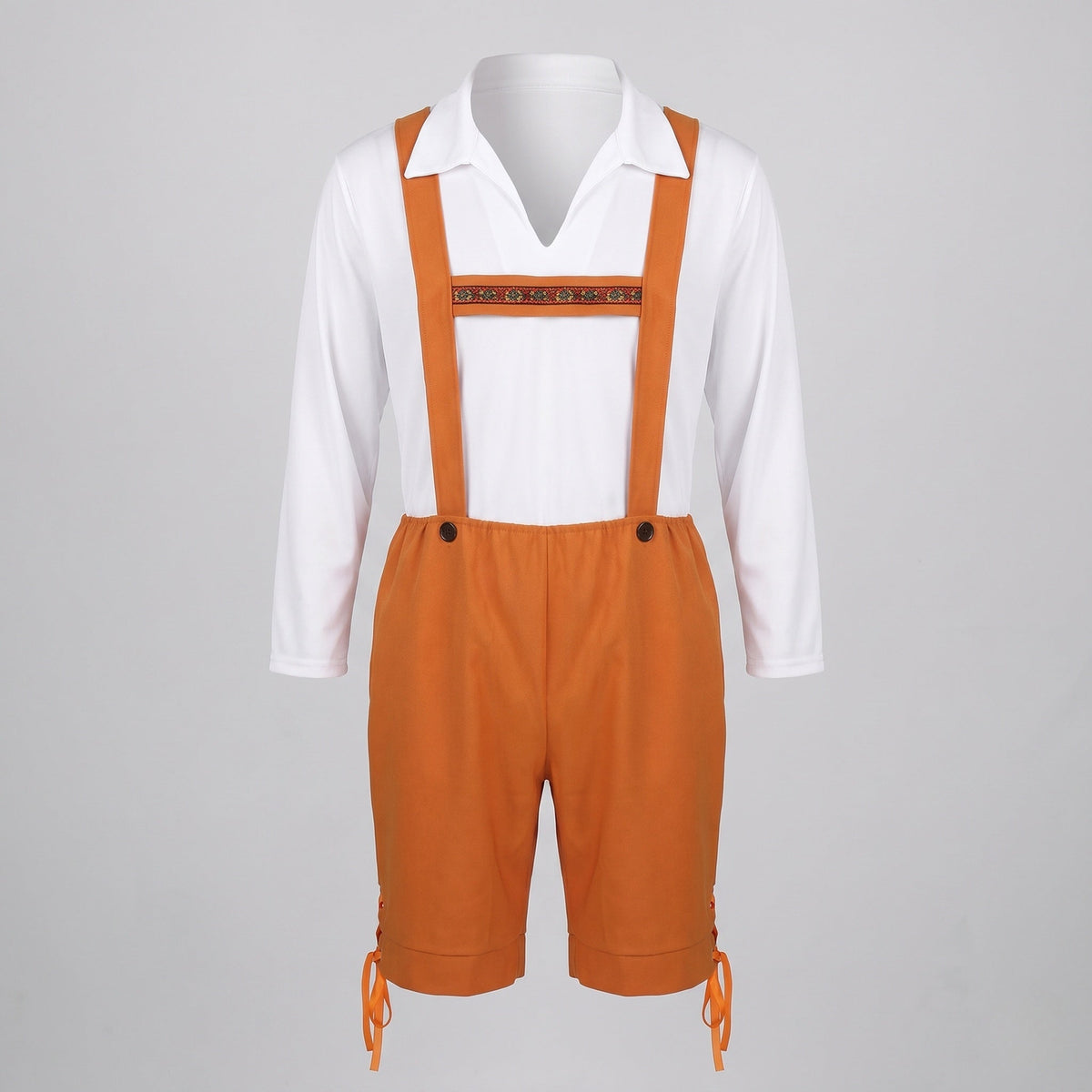 Men’s Traditional Oktoberfest Costume Set – Suspender Shorts and Long-Sleeve Shirt for Bavarian Festivals Beer Celebrations Folk Events Heritage Parties and Festive Occasion Styling