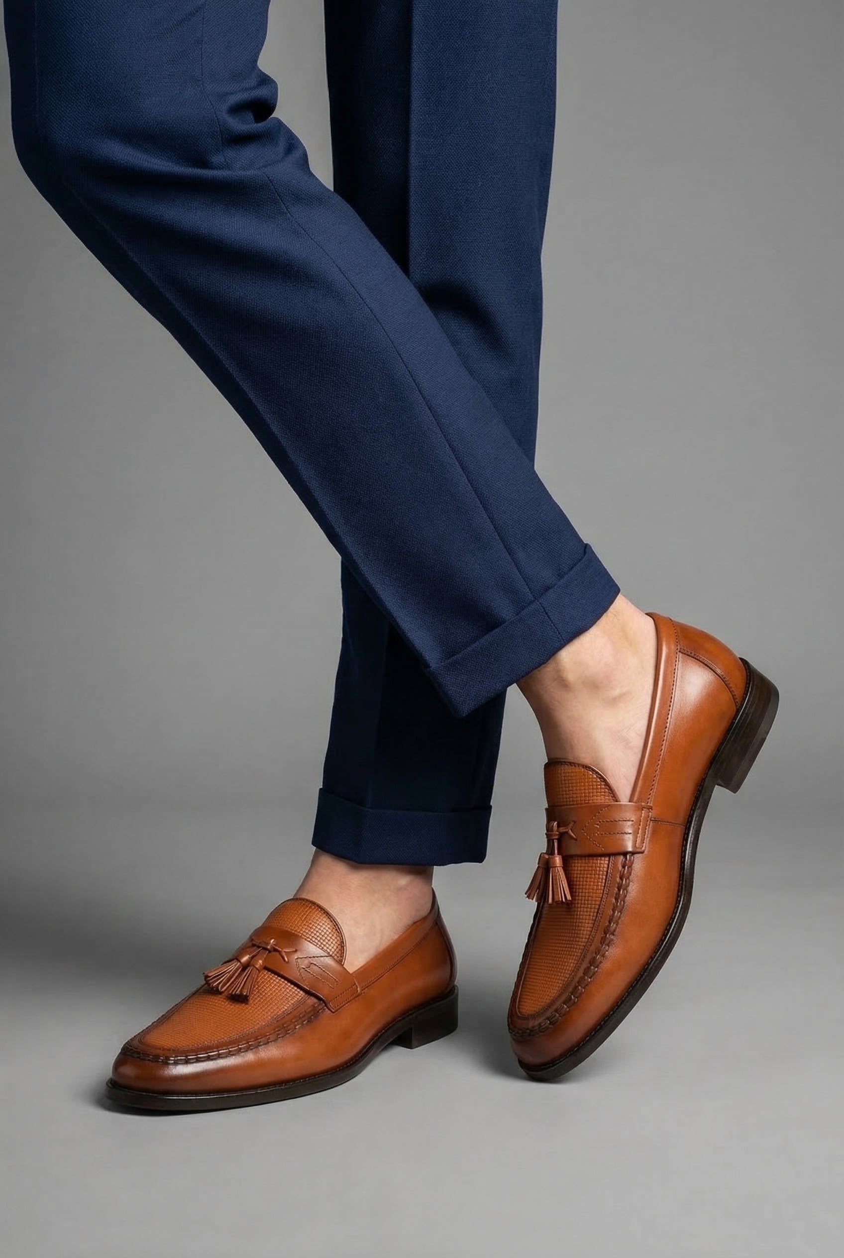 Vævede læderloafers med kvaster til mænd – polstrede slip-ons til kontoret og smart casual-brug
