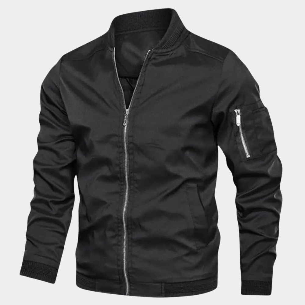 Blouson bomber léger pour homme - Couche décontractée zippée à finitions côtelées pour l’automne, avec poche sur la manche, pour tenues urbaines, week-ends, voyages et style quotidien de mi-saison