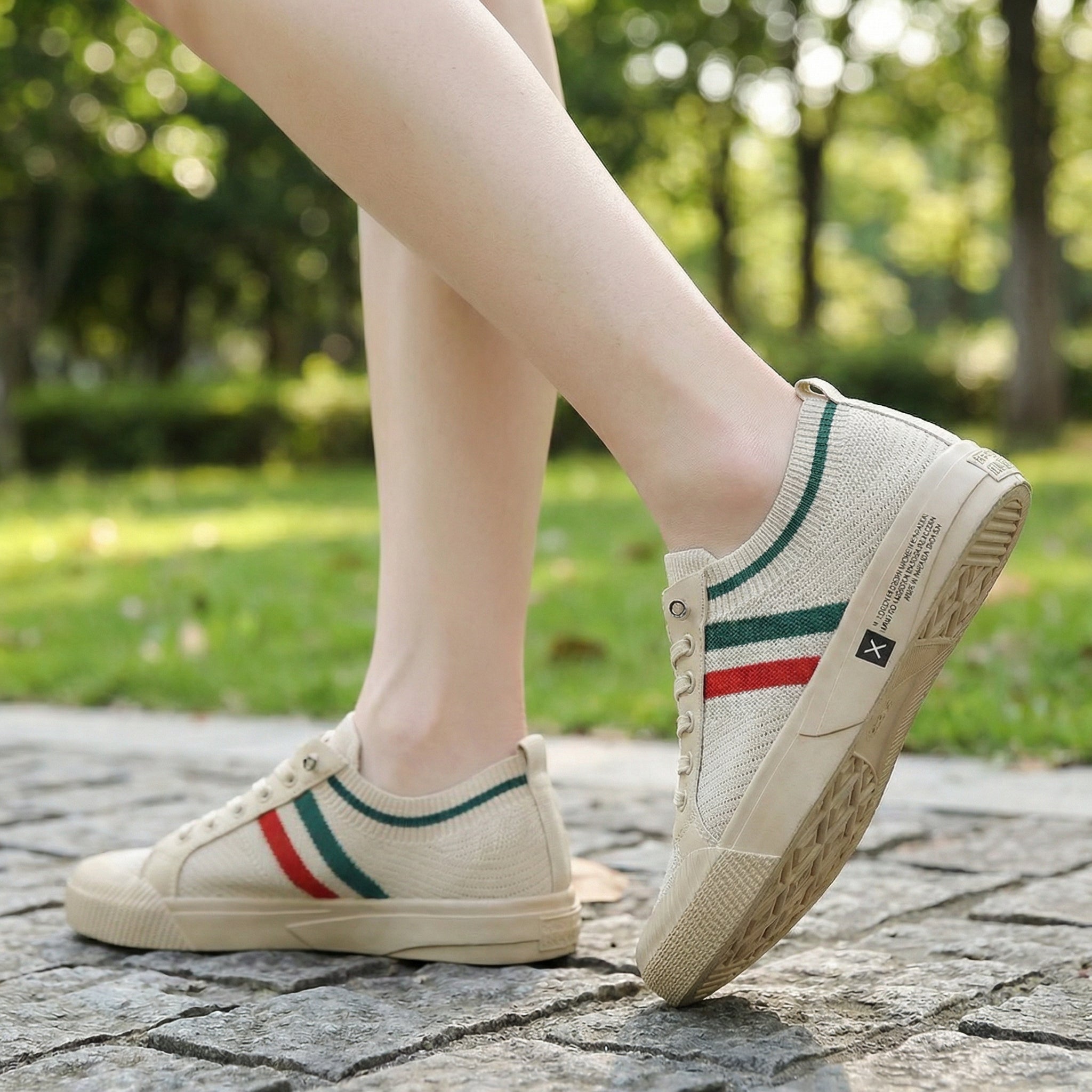 Męskie paskowane dzianinowe sneakersy lekkie codzienne trampki