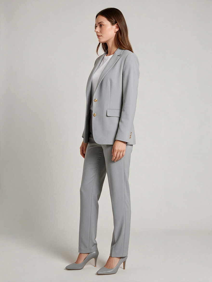 Damen-Hosenanzug in taillierter Passform – Einknöpfiger Blazer mit gerade geschnittenen Hosen für Büro- und Businesskleidung