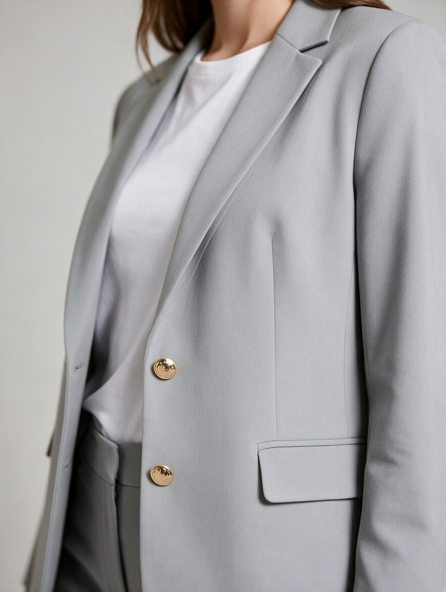 Damen-Hosenanzug in taillierter Passform – Einknöpfiger Blazer mit gerade geschnittenen Hosen für Büro- und Businesskleidung