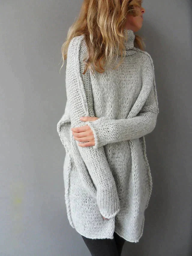 Oversize-Damenpullover aus Rollkragenstrick - lässige Longline-Schicht für den Alltag im Herbst und Winter
